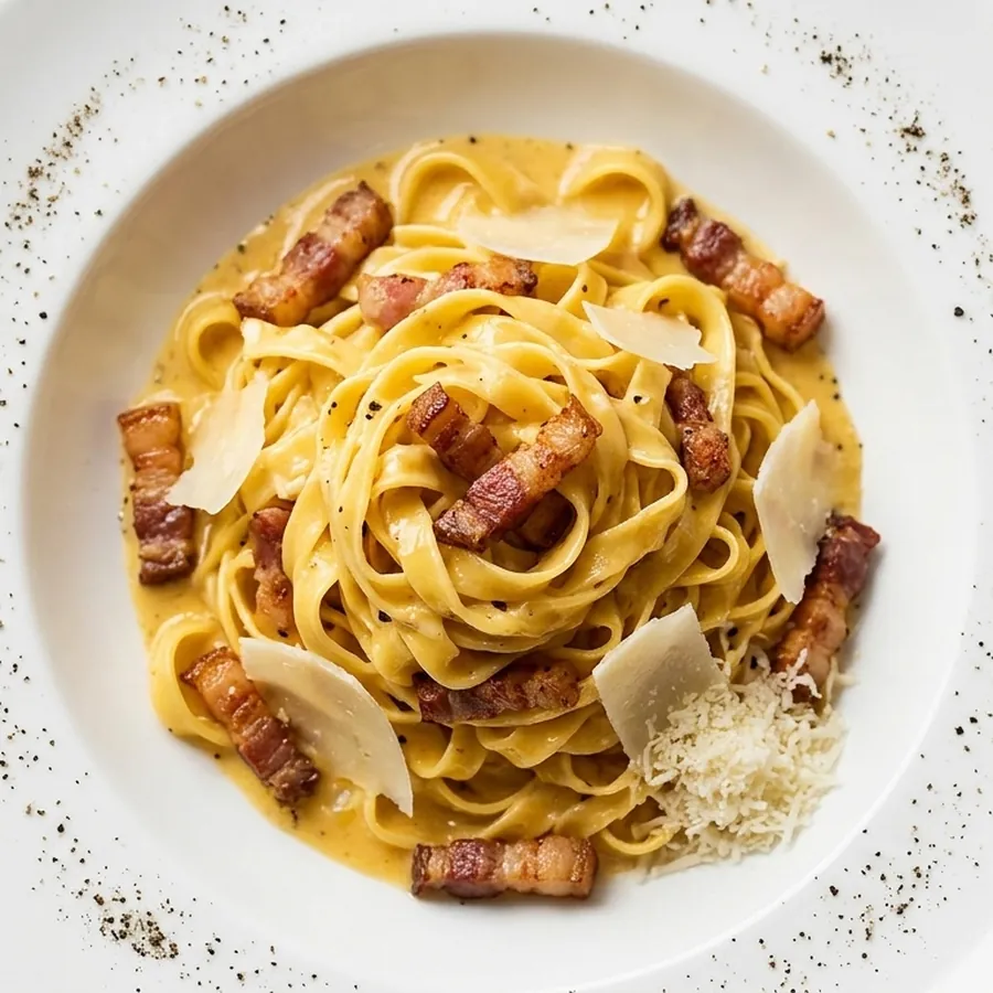 Tagliatelle carbonara — pâtes fraîches maison de Pizza Nova à Bezons