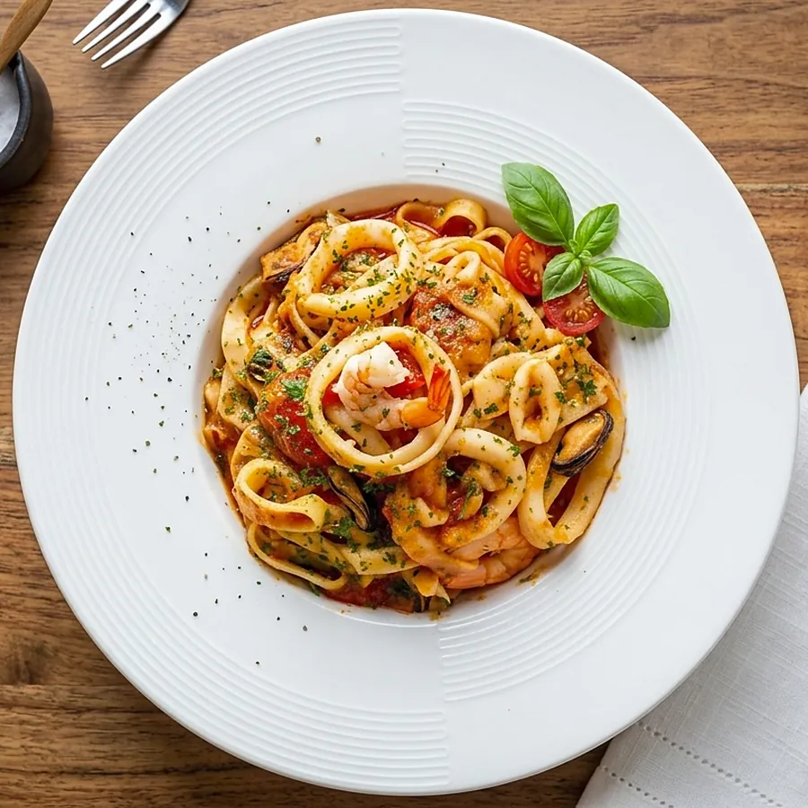 Tagliatelle ai frutti di mare — pâtes fraîches maison de Pizza Nova à Bezons