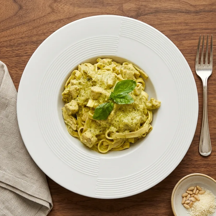 Tagliatelle pesto poulet — pâtes fraîches maison de Pizza Nova à Bezons